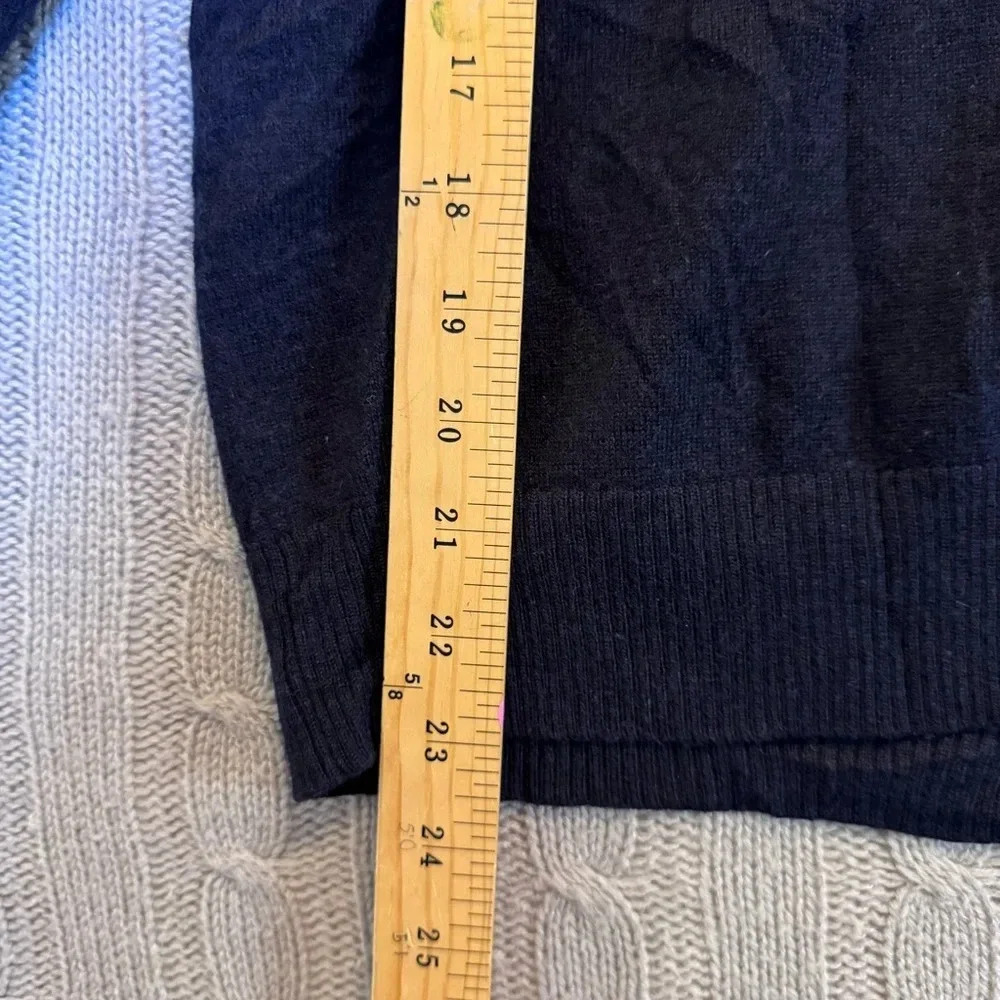 Gap Sweater Mens Large 100% Extra Fine Merino Wool Navy Blue 1/4 Zip Long Sleeve - Picture 4 of 9